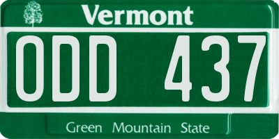 VT license plate ODD437