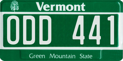 VT license plate ODD441