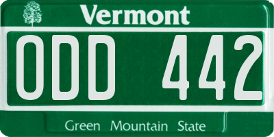 VT license plate ODD442