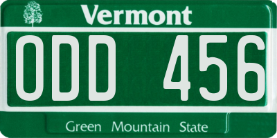 VT license plate ODD456