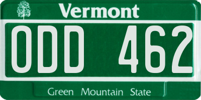 VT license plate ODD462