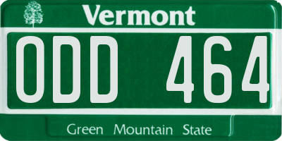 VT license plate ODD464