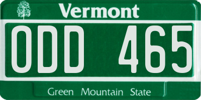 VT license plate ODD465