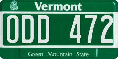 VT license plate ODD472