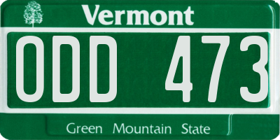 VT license plate ODD473