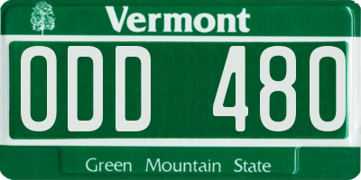 VT license plate ODD480