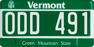 VT license plate ODD491