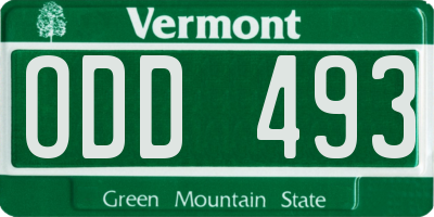 VT license plate ODD493
