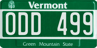 VT license plate ODD499