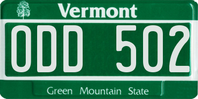 VT license plate ODD502
