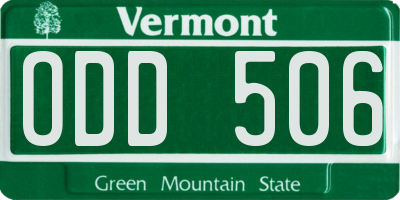VT license plate ODD506