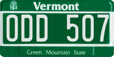 VT license plate ODD507