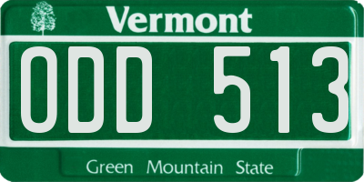 VT license plate ODD513