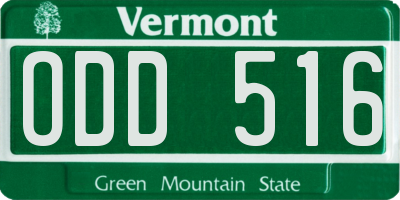 VT license plate ODD516