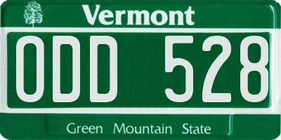 VT license plate ODD528