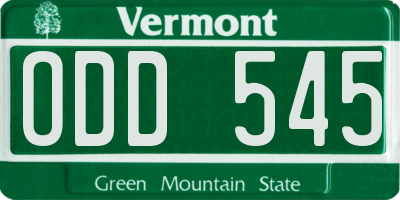 VT license plate ODD545