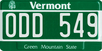 VT license plate ODD549