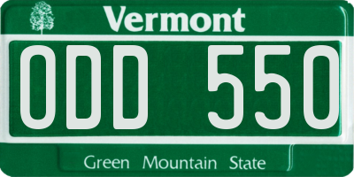 VT license plate ODD550