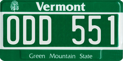 VT license plate ODD551