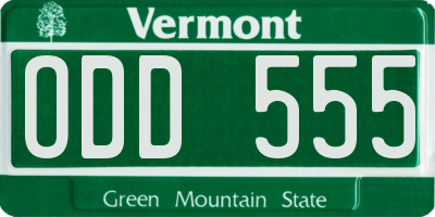 VT license plate ODD555