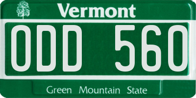 VT license plate ODD560