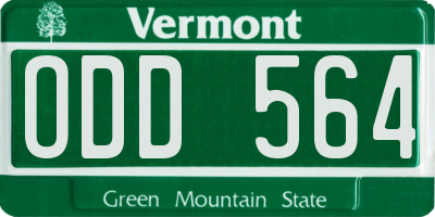 VT license plate ODD564