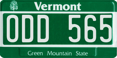 VT license plate ODD565