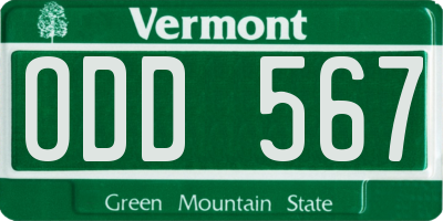VT license plate ODD567