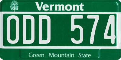 VT license plate ODD574