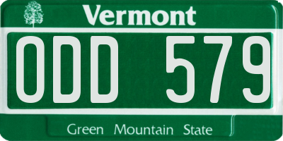 VT license plate ODD579