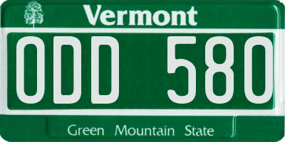 VT license plate ODD580