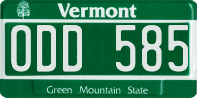 VT license plate ODD585