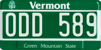 VT license plate ODD589