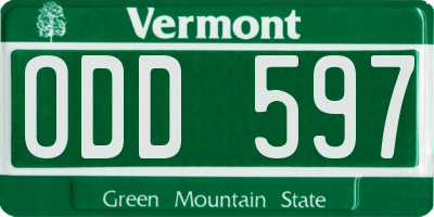 VT license plate ODD597
