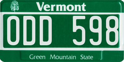 VT license plate ODD598