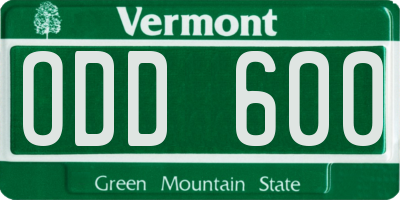 VT license plate ODD600