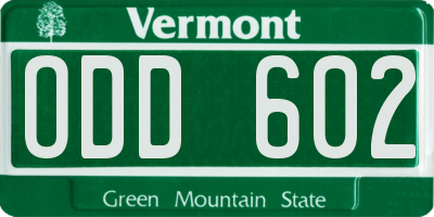 VT license plate ODD602