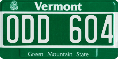 VT license plate ODD604