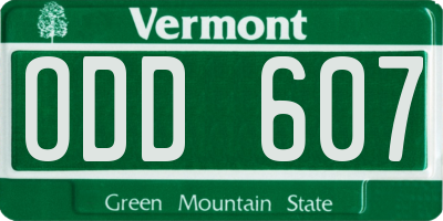 VT license plate ODD607