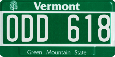 VT license plate ODD618