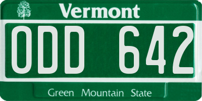 VT license plate ODD642