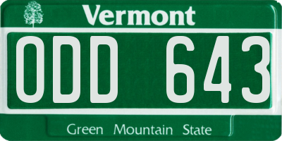 VT license plate ODD643