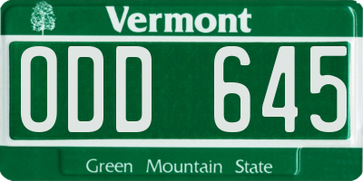 VT license plate ODD645