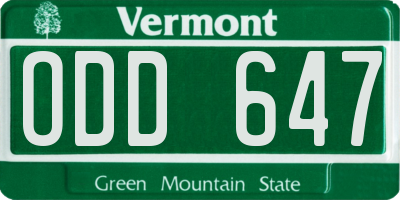 VT license plate ODD647