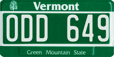 VT license plate ODD649