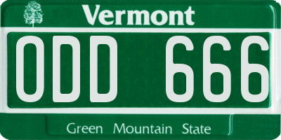 VT license plate ODD666
