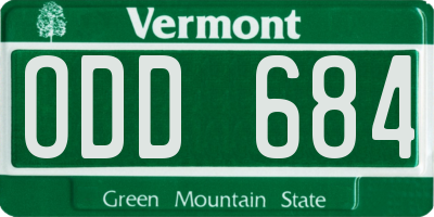 VT license plate ODD684