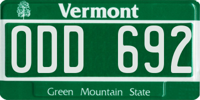 VT license plate ODD692