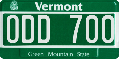 VT license plate ODD700