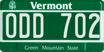 VT license plate ODD702